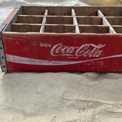 Vintage wooden Coca-Cola wood Crate - wood coke box - with collection of bottle openers