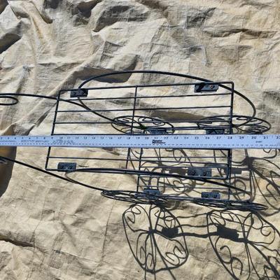 Vintage metal green wire 2 tier flower cart plant stand
