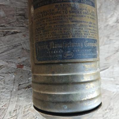 Vintage brass Fire Extinguishers - Pyrene manufacturing - and vintage Presto CB motorcycle fire extinguisher