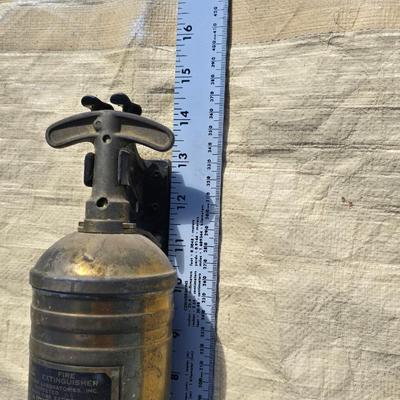 Vintage brass Fire Extinguishers - Pyrene manufacturing - and vintage Presto CB motorcycle fire extinguisher