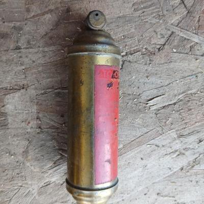 Vintage brass Fire Extinguishers - Pyrene manufacturing - and vintage Presto CB motorcycle fire extinguisher