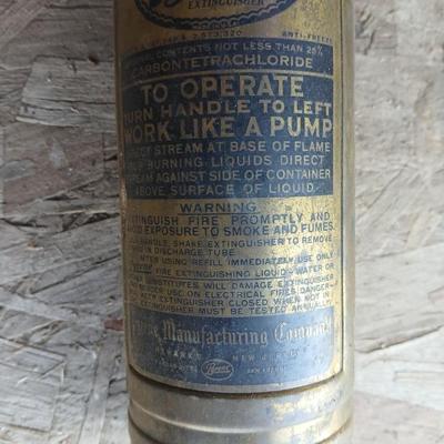 Vintage brass Fire Extinguishers - Pyrene manufacturing - and vintage Presto CB motorcycle fire extinguisher