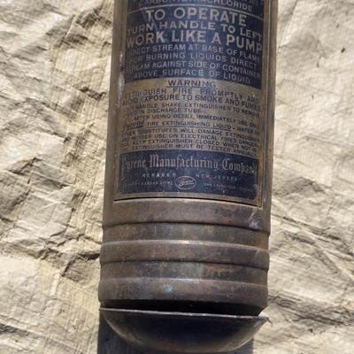 Vintage brass Fire Extinguishers - Pyrene manufacturing - and vintage Presto CB motorcycle fire extinguisher