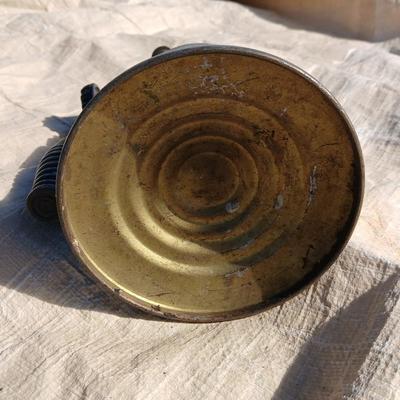 Antique Brass blow torch with wooden rustic handle Unrestored blow torch