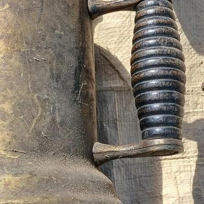 Antique Brass blow torch with wooden rustic handle Unrestored blow torch