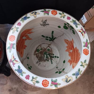 2 LARGE CHINESE PORCELAIN FISH BOWLS/PLANTERS