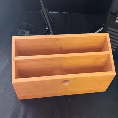 ELECTRIC HEATER, DESK LAMP, WOODEN ORGANIZER AND A CLOCK