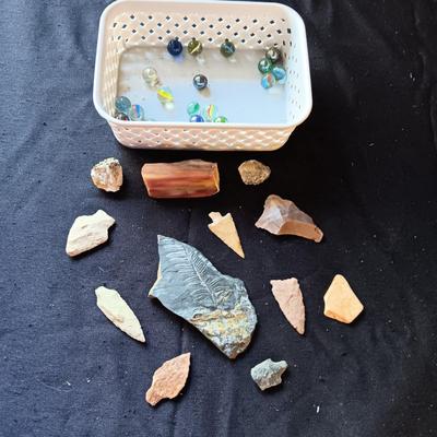 FOSSIL, ARROW HEADS, MARBLES AND MORE