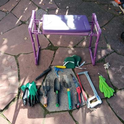 GARDENING TOOLS AND STOOL