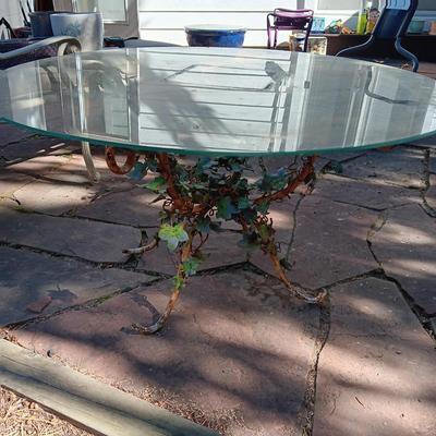 IRON BASE GLASS TOP SIDE TABLE