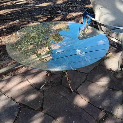 IRON BASE GLASS TOP SIDE TABLE