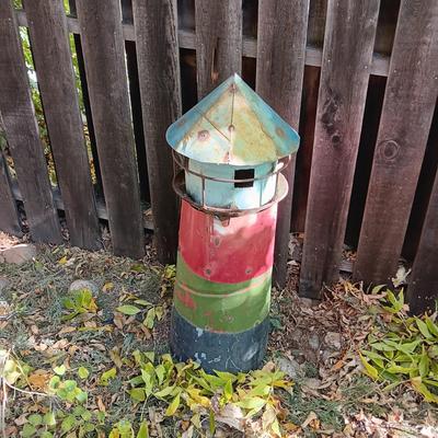 STEEL LIGHTHOUSE YARD ART