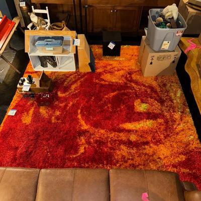 Sale Photo Thumbnail #391: D76-large orange swirl shag area rug