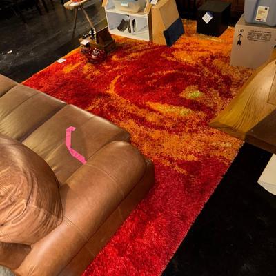 Sale Photo Thumbnail #388: D76-large orange swirl shag area rug