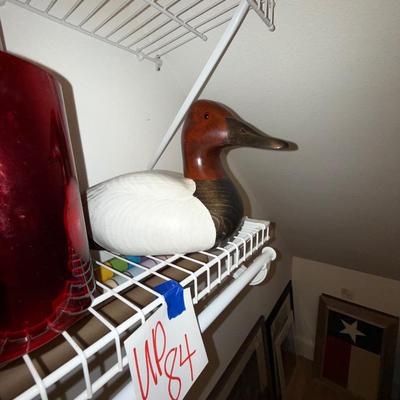Sale Photo Thumbnail #666: UP84-ducks Unlimited wooden duck With glass ware