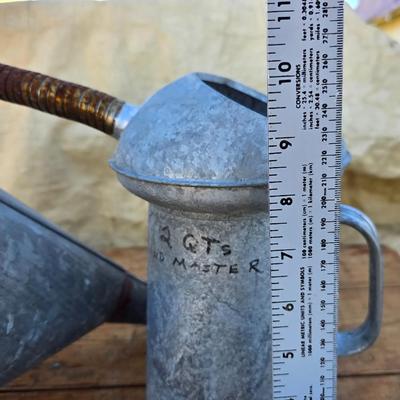 Vintage offset farm funnel Steampunk - with a 2-quart galvanized Fluid can with bendable spout