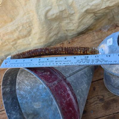 Vintage offset farm funnel Steampunk - with a 2-quart galvanized Fluid can with bendable spout