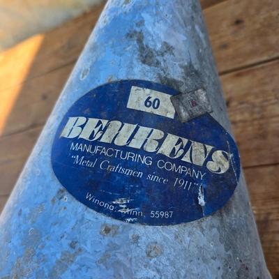 Vintage Behrens mfg. metal craftsman funnel - vintage American Parts company galvanized oil can with bendable spout - with pouring spout
