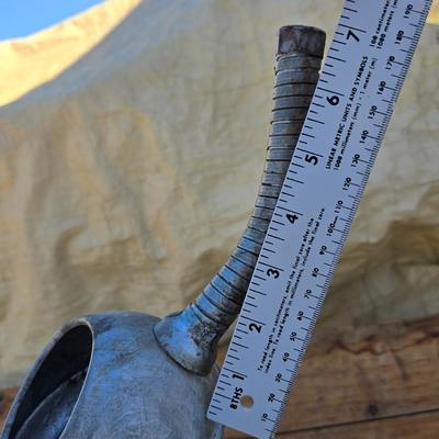 Vintage Behrens mfg. metal craftsman funnel - vintage American Parts company galvanized oil can with bendable spout - with pouring spout