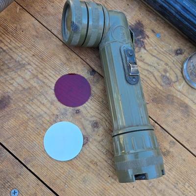 Assortment of flashlights - including Fulton USGI Angle head and vintage chrome flashlights