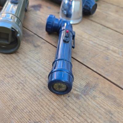 Assortment of flashlights - including Fulton USGI Angle head and vintage chrome flashlights
