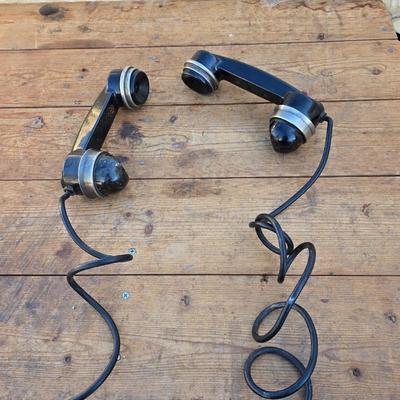 2-piece US Army signal corps WW2 era headsets TS-10-M