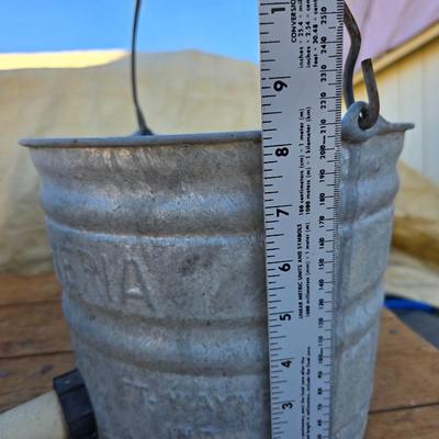 Three vintage galvanized metal calf buckets - Milk buckets