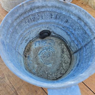 Three vintage galvanized metal calf buckets - Milk buckets