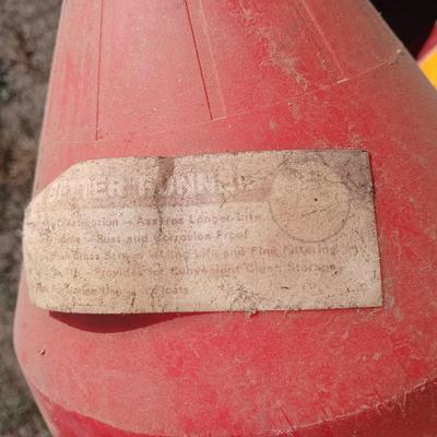 Mtal grain or storage box - metal irrigation gate - enamel pan - and a tractor warning sign