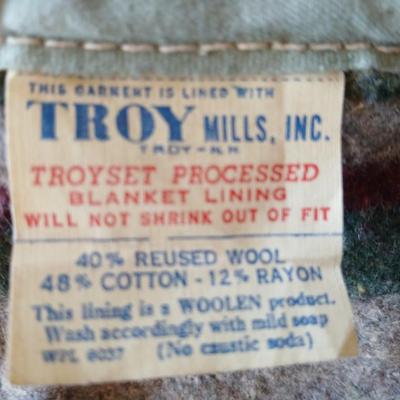 Vintage Troy Mills Inc. wool lined horse blanket - winter blanket for horse US Military