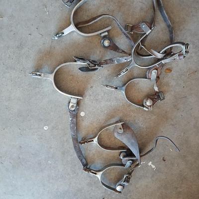 Three pairs of horse spurs for decoration or repair