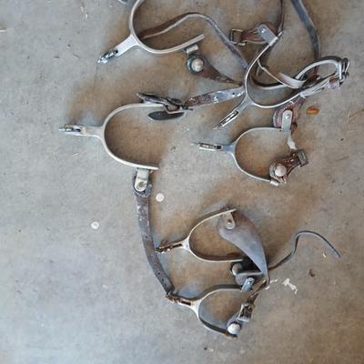 Three pairs of horse spurs for decoration or repair