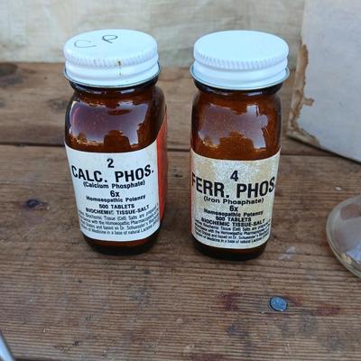 Two vintage Atomizer with two boxes of brown colored medicine bottles