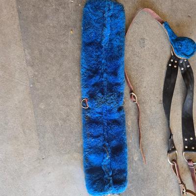 Assorted vintage horse tack - bits - breast collar & girth