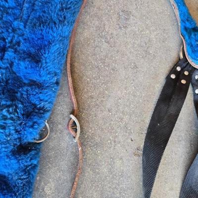 Assorted vintage horse tack - bits - breast collar & girth