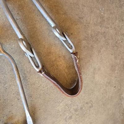 Assorted vintage horse tack - bits - breast collar & girth