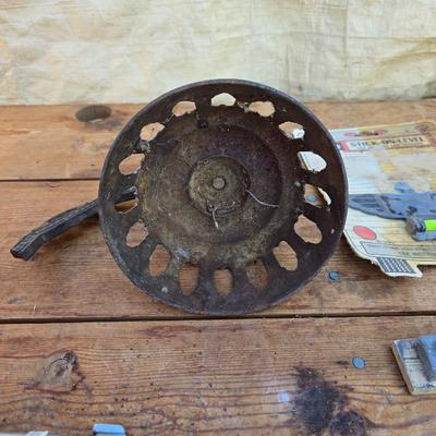 Antique porcelain insulators - cast iron - wrenches - and other rustic farm items for the side of the farm shed!