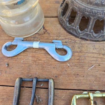 Antique porcelain insulators - cast iron - wrenches - and other rustic farm items for the side of the farm shed!