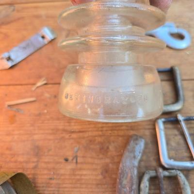 Antique porcelain insulators - cast iron - wrenches - and other rustic farm items for the side of the farm shed!