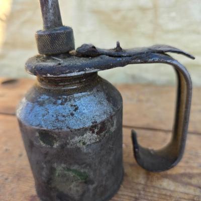 Vintage tin can, boxes, and oil cans