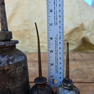 Vintage tin can, boxes, and oil cans