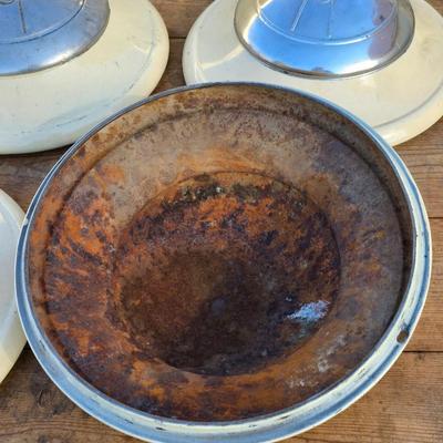 Four 1936 1937 Ford V8 Hubcaps Original metal hubcaps