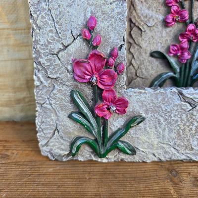 Angel themed home & Patio decorations - with a dragonfly / floral diorama wall hanging and miniature glass figures