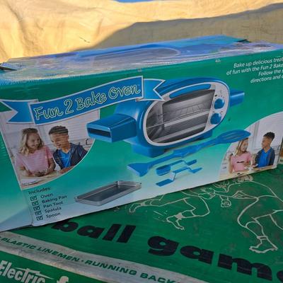 Kids toys - vintage electric football game - Rock tumbler - and a Fun 2 bake oven