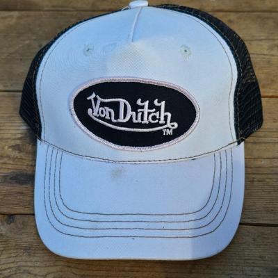 Three Von Dutch brand hats - Camouflage - White and Black - and Black - Black with red stitching - Trucker caps