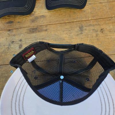 Three Von Dutch brand hats White and Black - and two Black with red stitching - Trucker caps