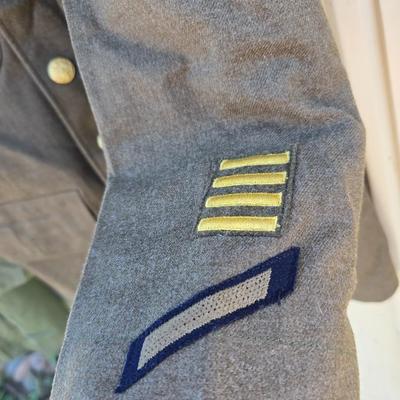 Large assortement of vintage Military clothing & coats - wool trench - hat - pants