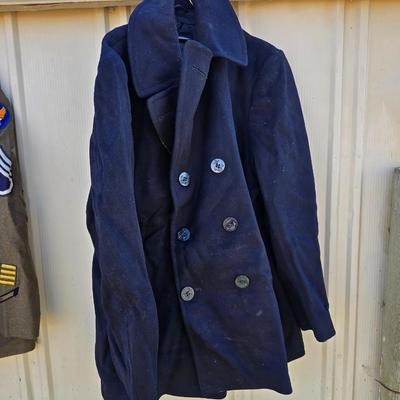 Large assortement of vintage Military clothing & coats - wool trench - hat - pants