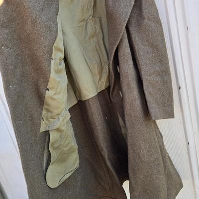 Large assortement of vintage Military clothing & coats - wool trench - hat - pants