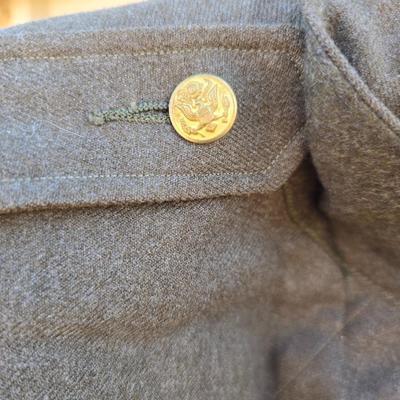 Large assortement of vintage Military clothing & coats - wool trench - hat - pants